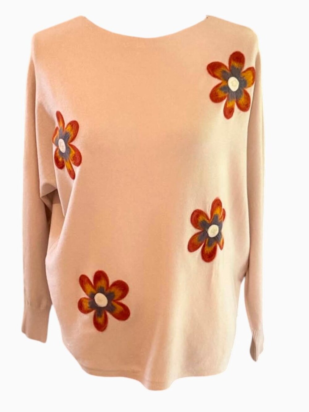 Aaeda Tan Floral Sweater NWT